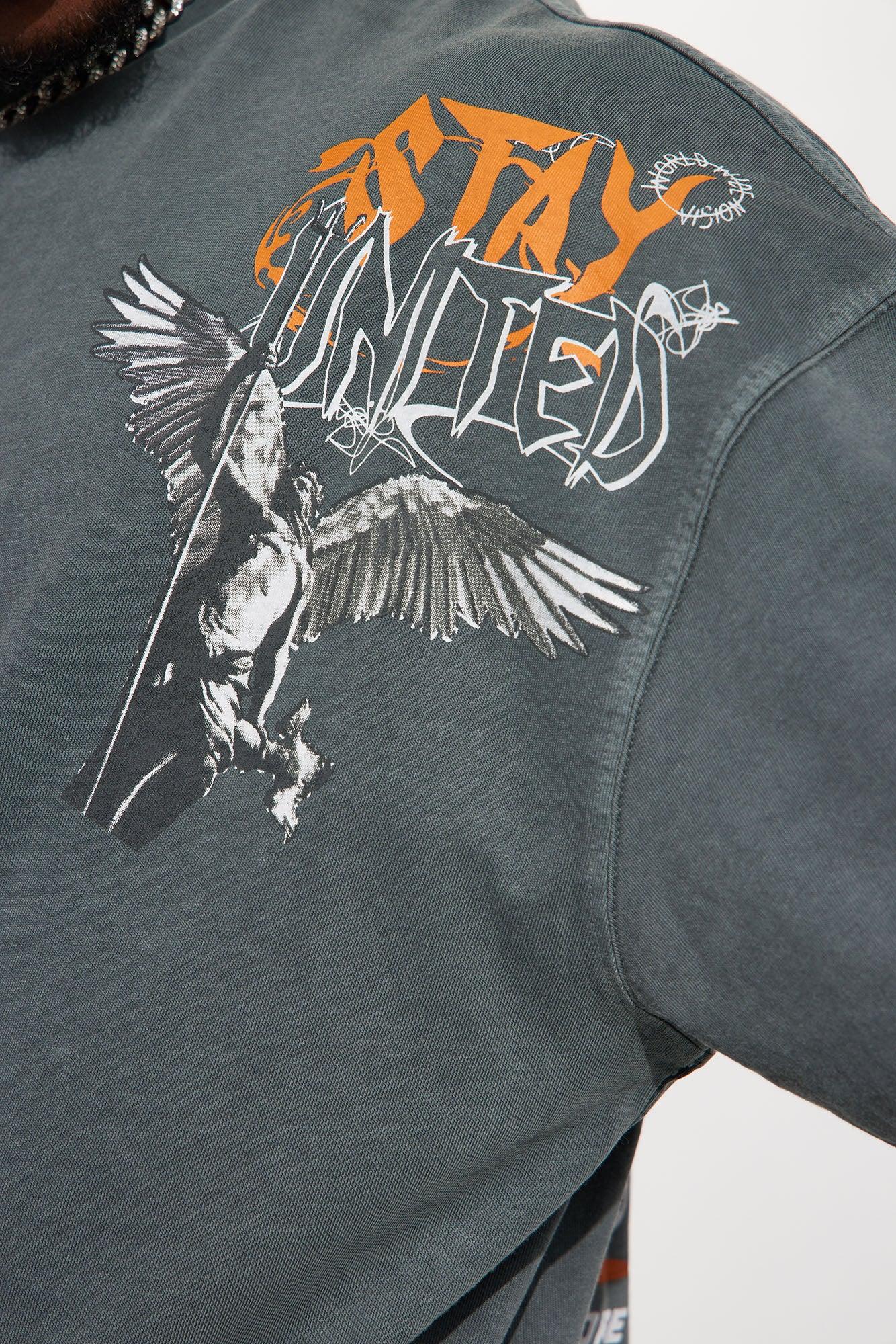 Stay United Oversized Short Sleeve Tee - Grey Product Image