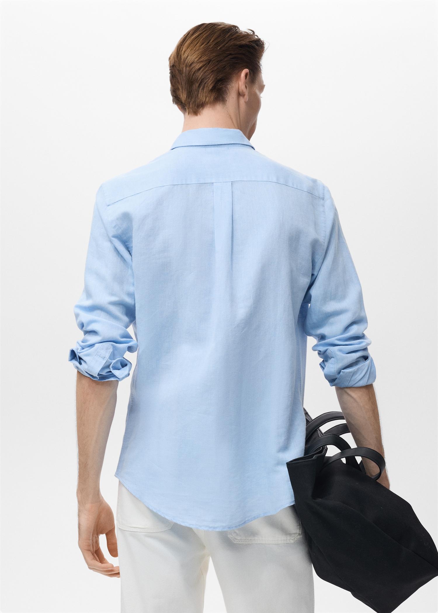 Pocket linen shirt - Men | MANGO USA Product Image