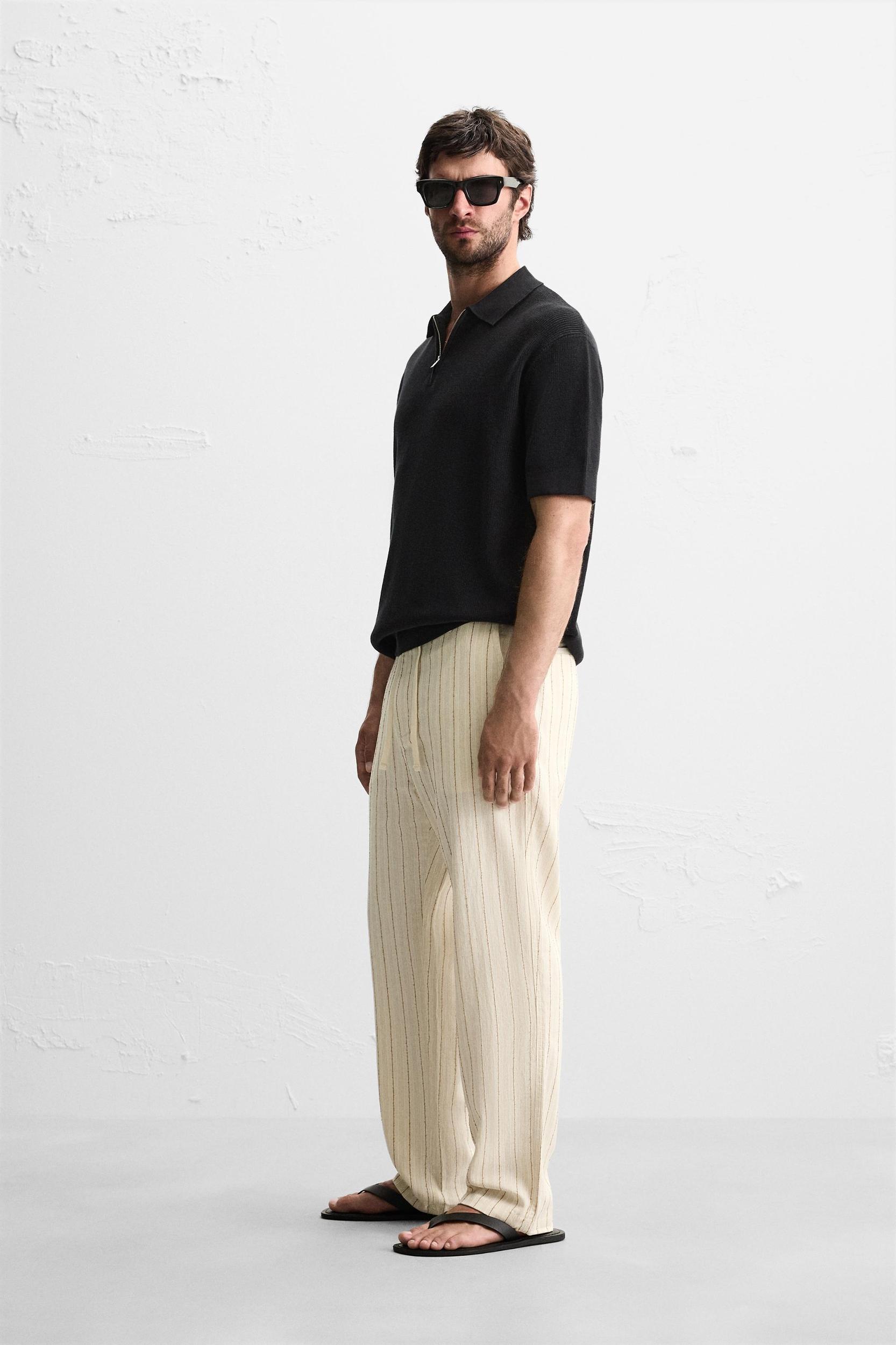 JACQUARD STRIPED PANTS Product Image