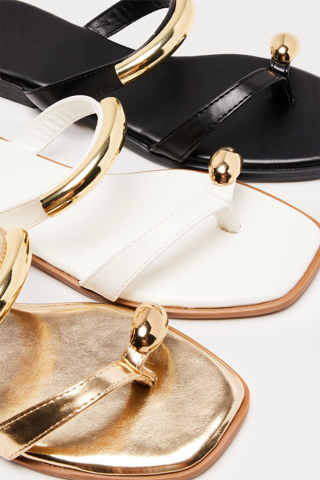 Shore Toe Ring Flip Flops - Gold Female Product Image