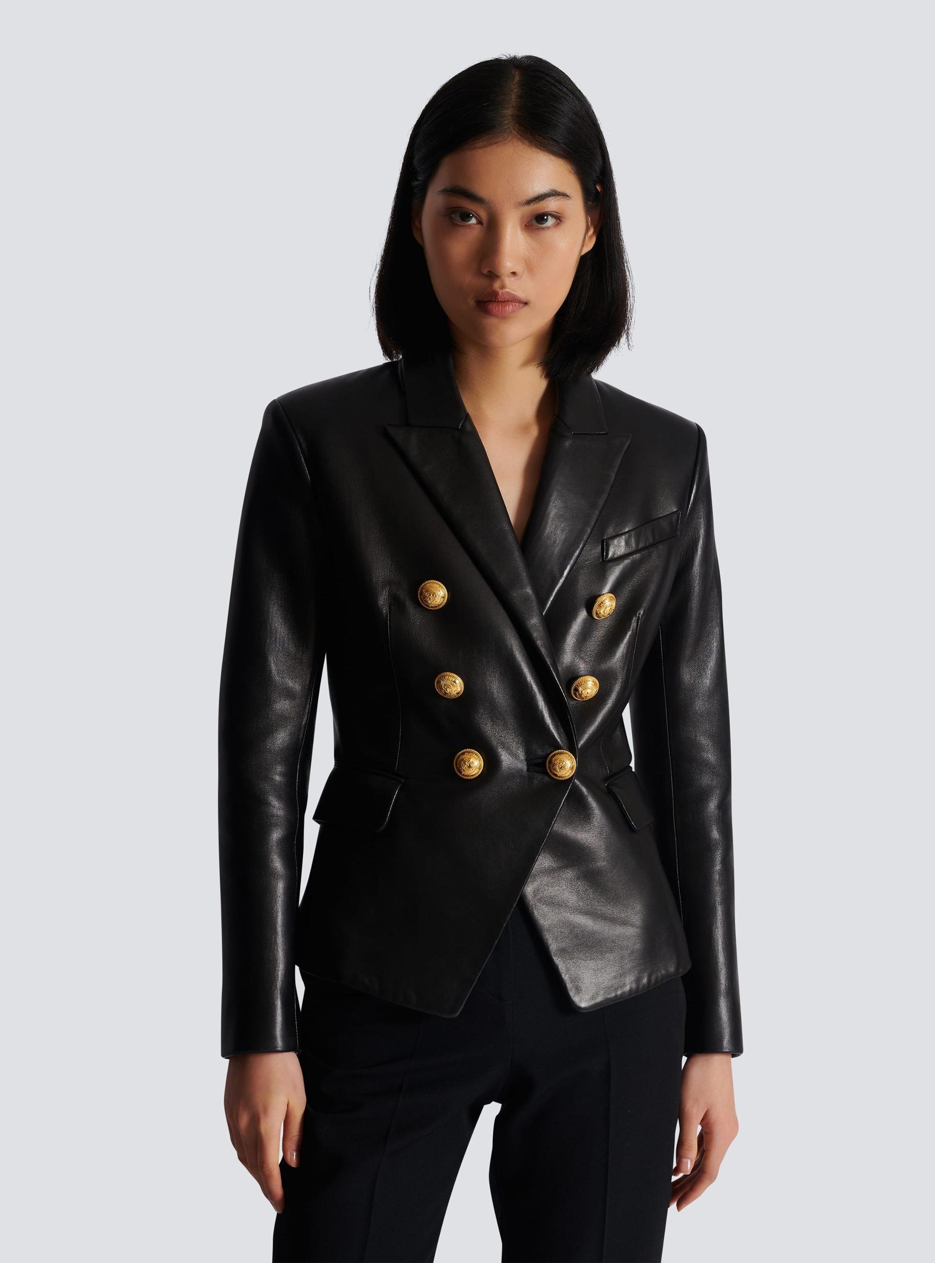 Classic 6-button leather jacket Product Image