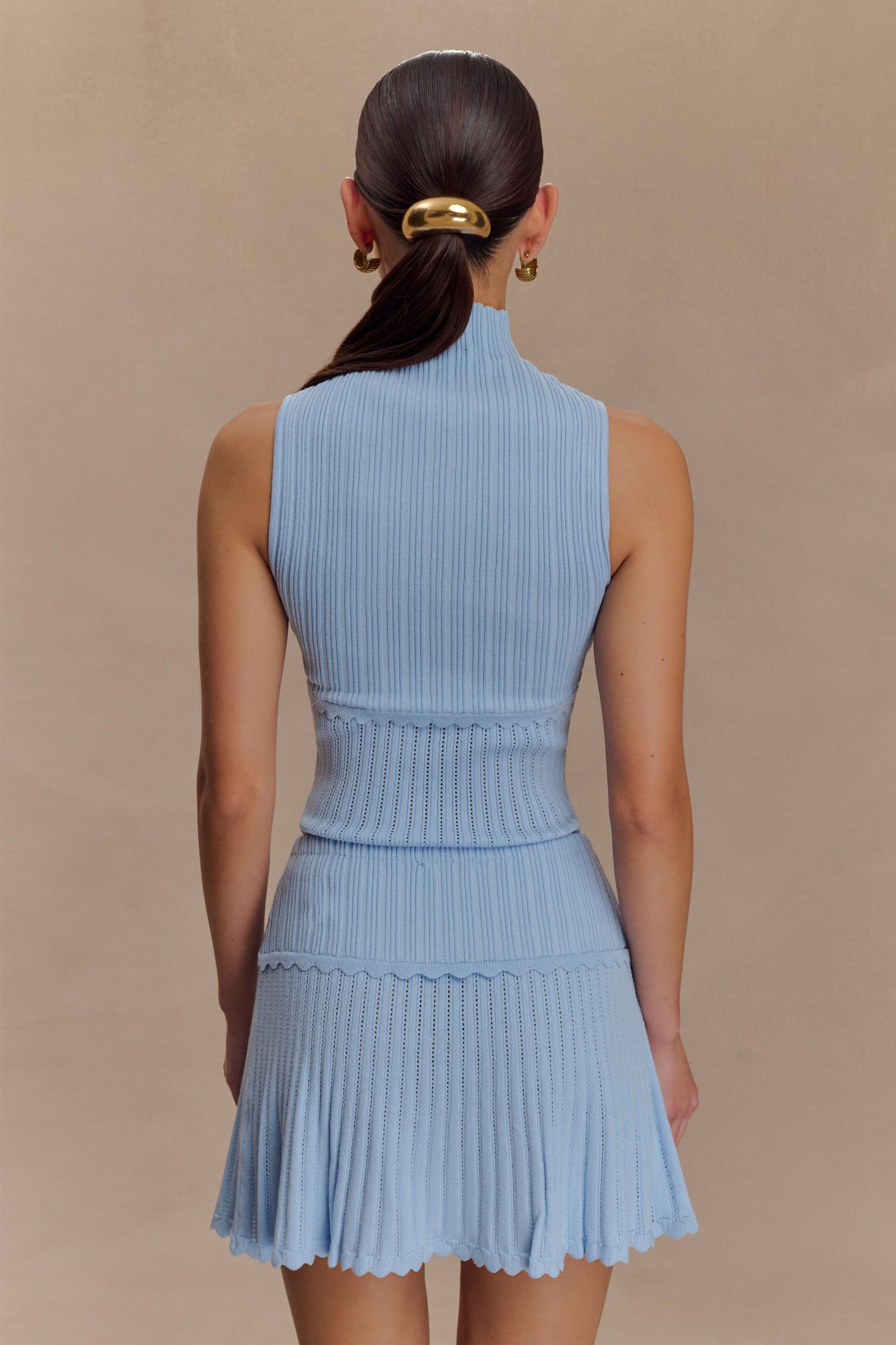 Indy Pointelle Knit Top - Cornflower Blue Product Image