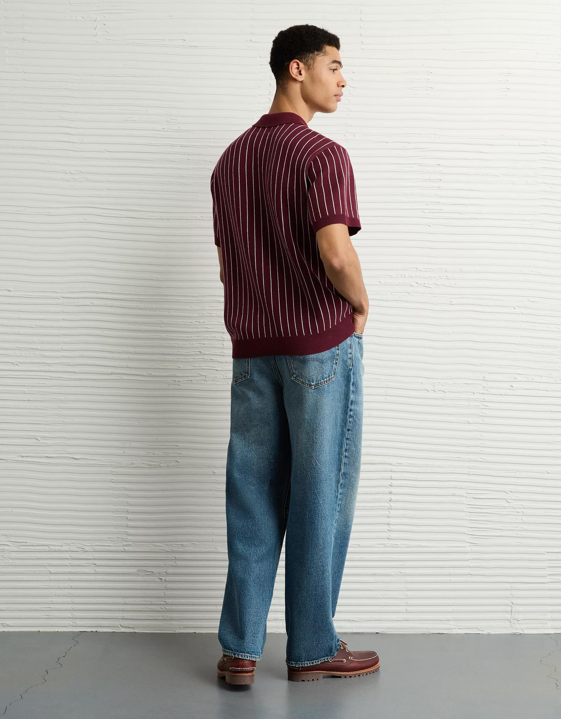 AE Weekend Striped Sweater Polo Shirt Product Image