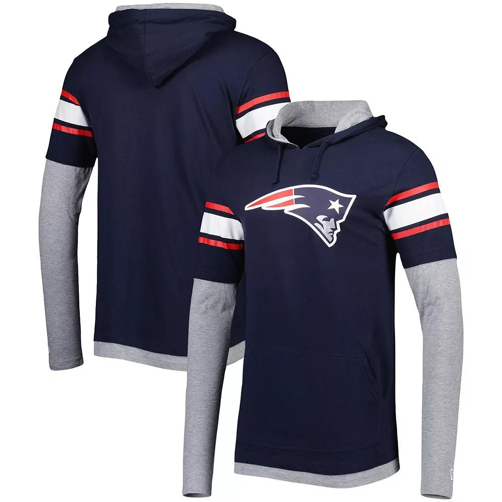 Men's New Era Navy New England Patriots Long Sleeve Hoodie T-Shirt, Size: Large, Blue Product Image