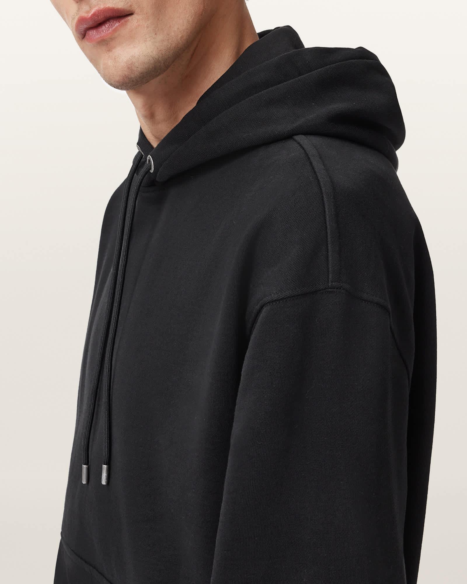 Milo Oversized Cotton Hoodie Jet Black | ALLSAINTS US Product Image