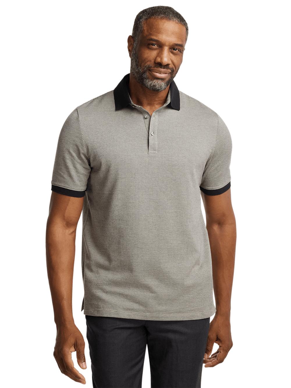 Cotton Three Button Polo - Tan Multi Product Image