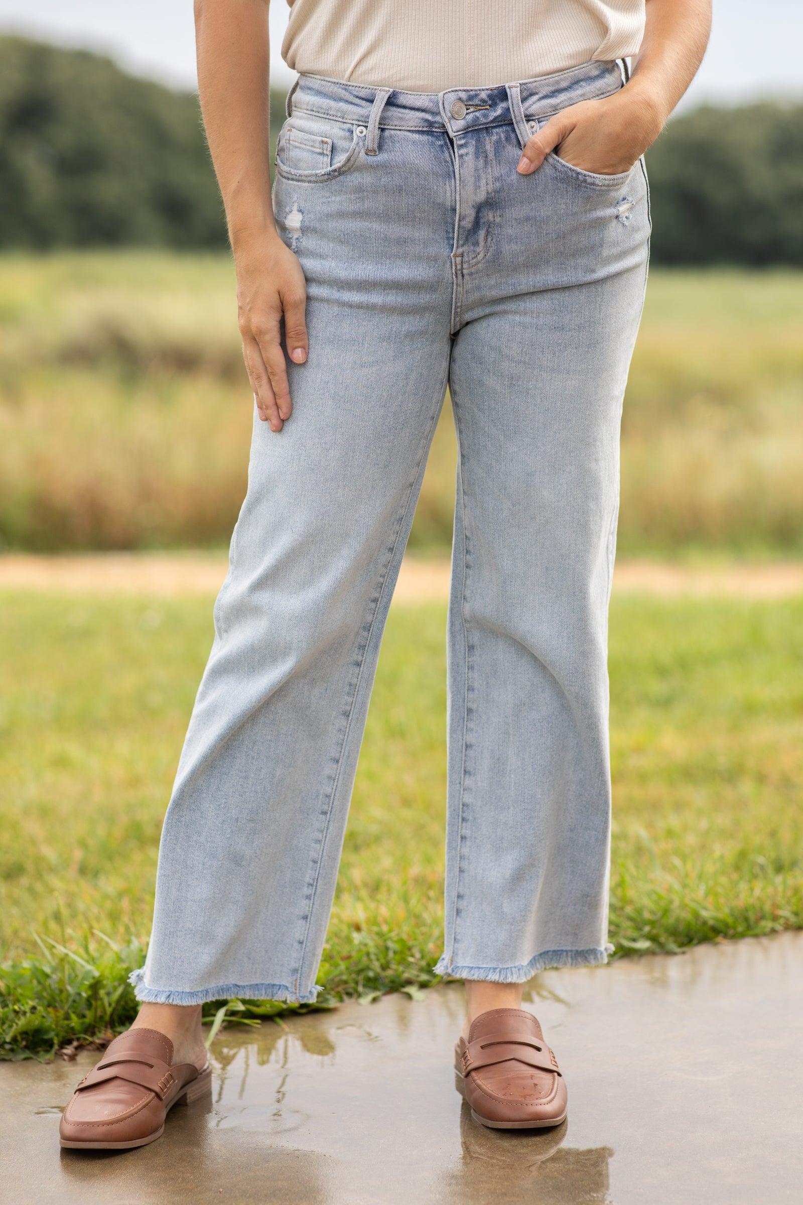 Mica Light Wash High Rise Ankle Wide Leg Jean Product Image