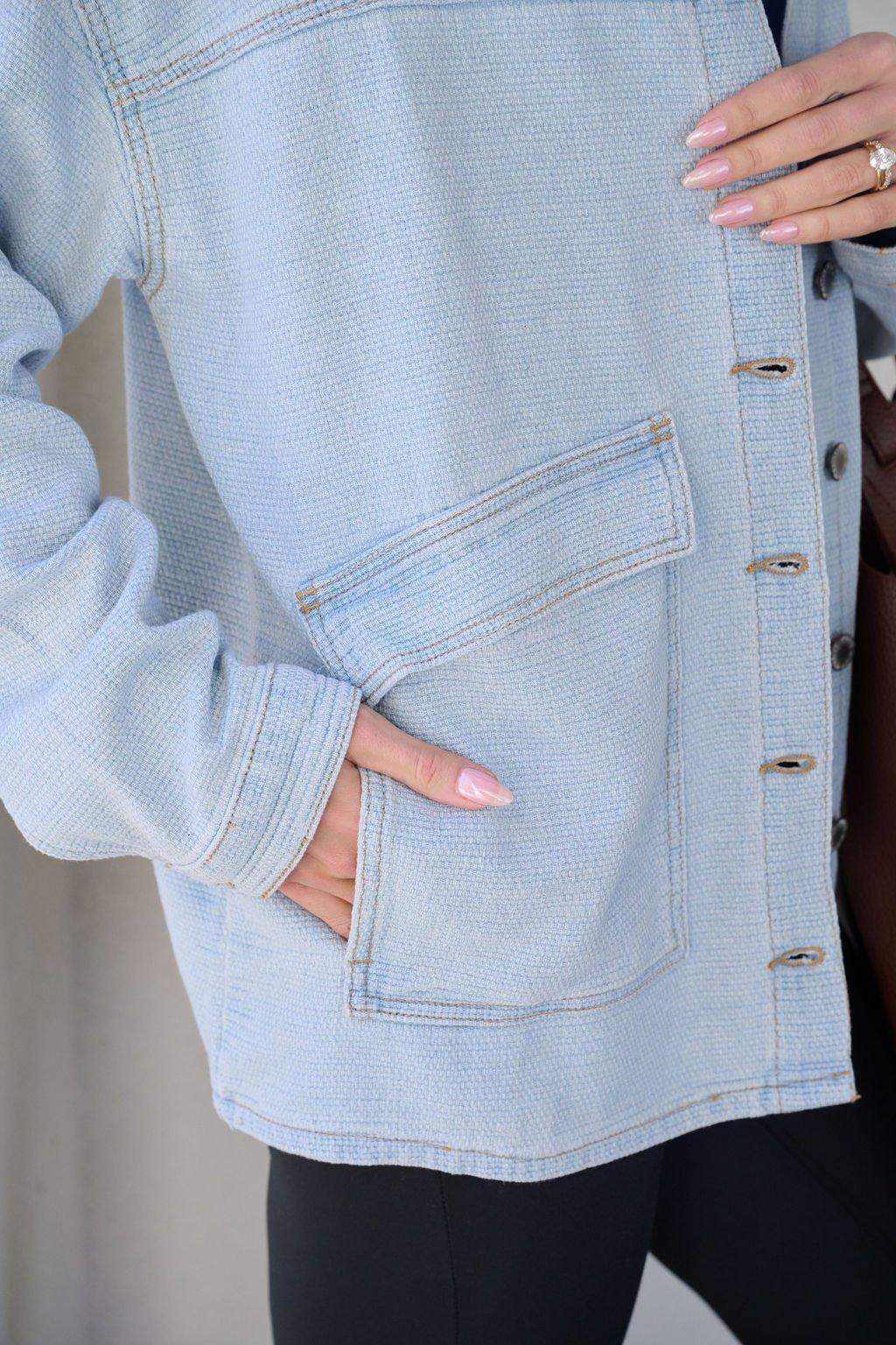 Denim Buttoned Utility Jacket Product Image