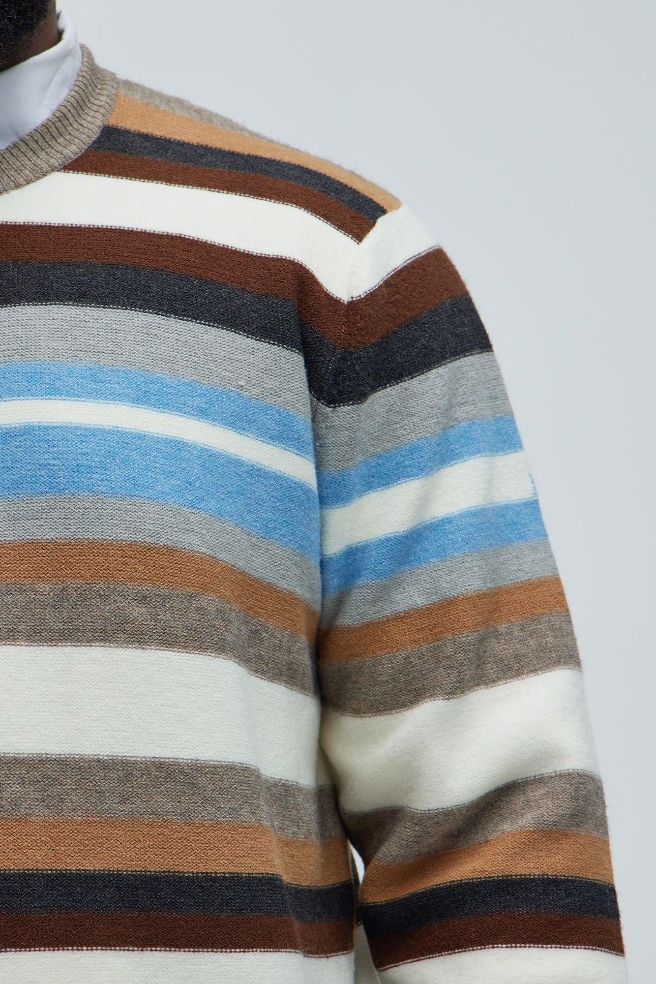 Full Striped Crewneck Sweater - Brown/combo Product Image