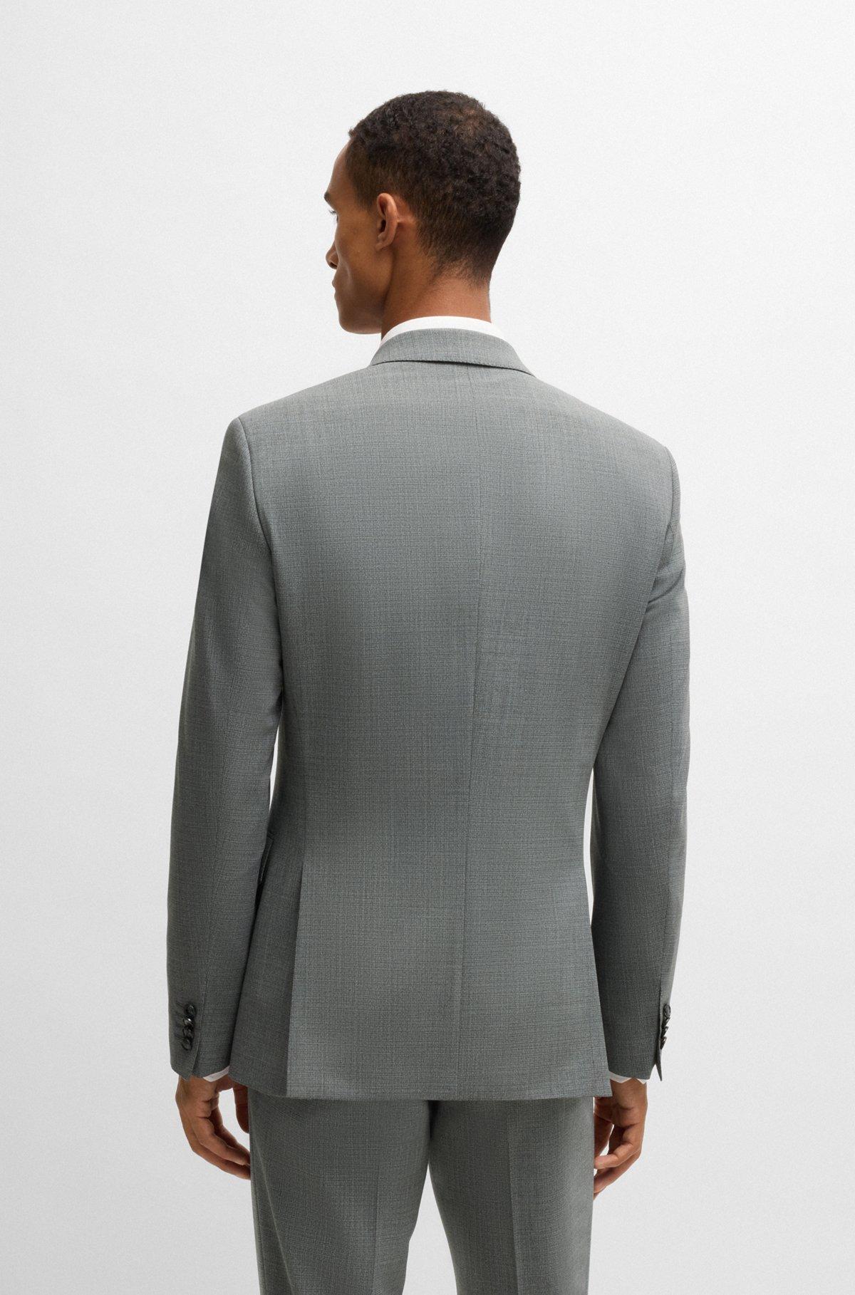 BOSS - Slim-fit suit in micro-patterned stretch cloth - Grey Product Image