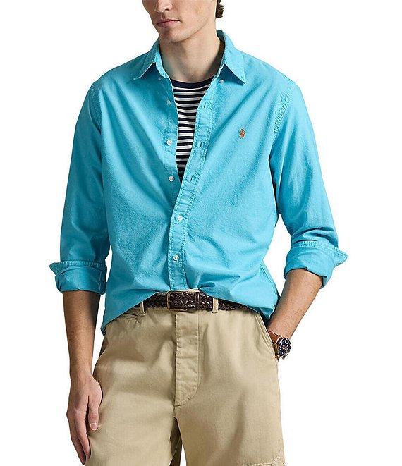 Polo Ralph Lauren Solid Garment-Dye Oxford Classic Fit Long Sleeve Woven Shirt Product Image