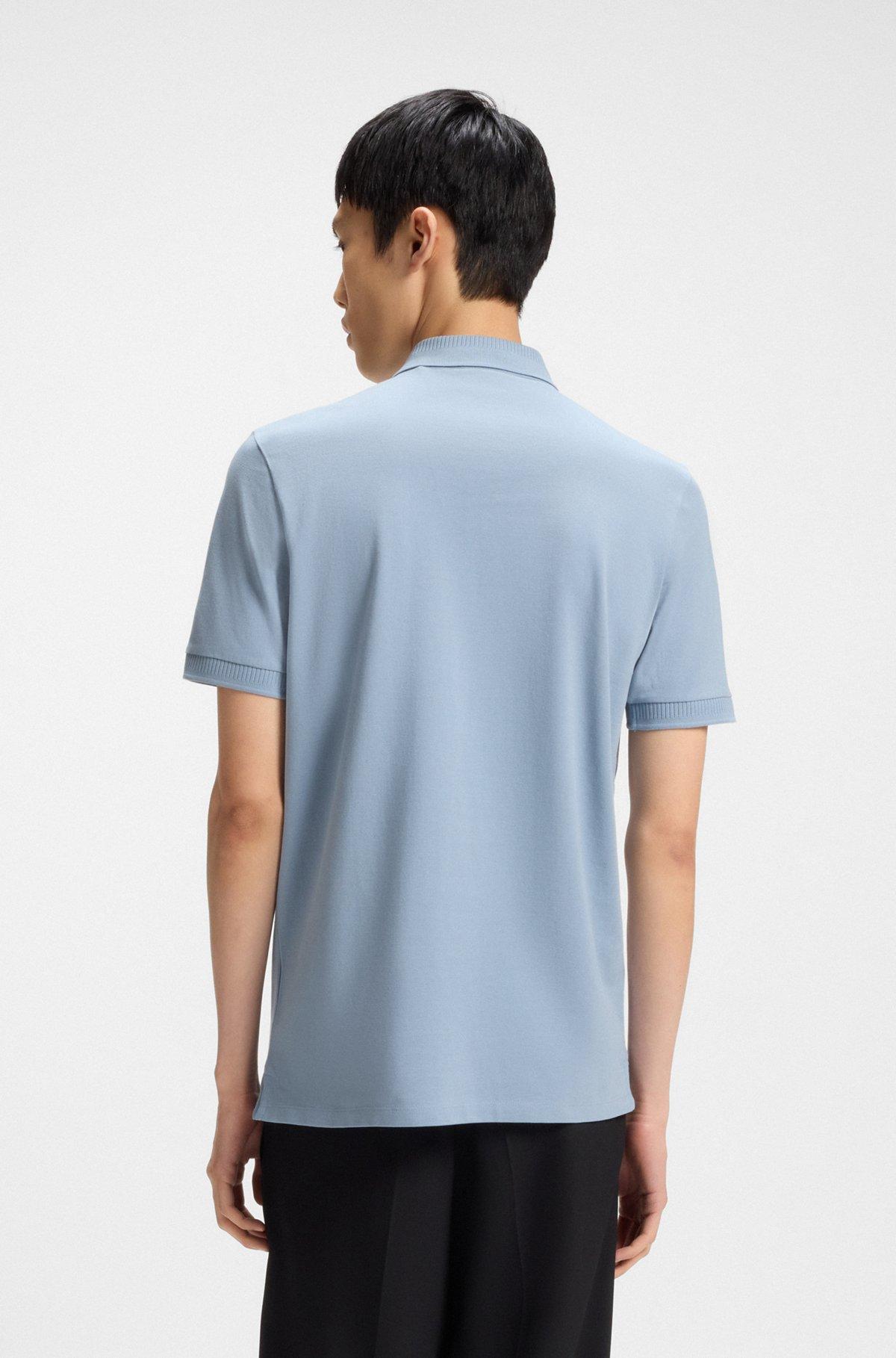 Cotton-piqué slim-fit polo shirt with logo label Product Image