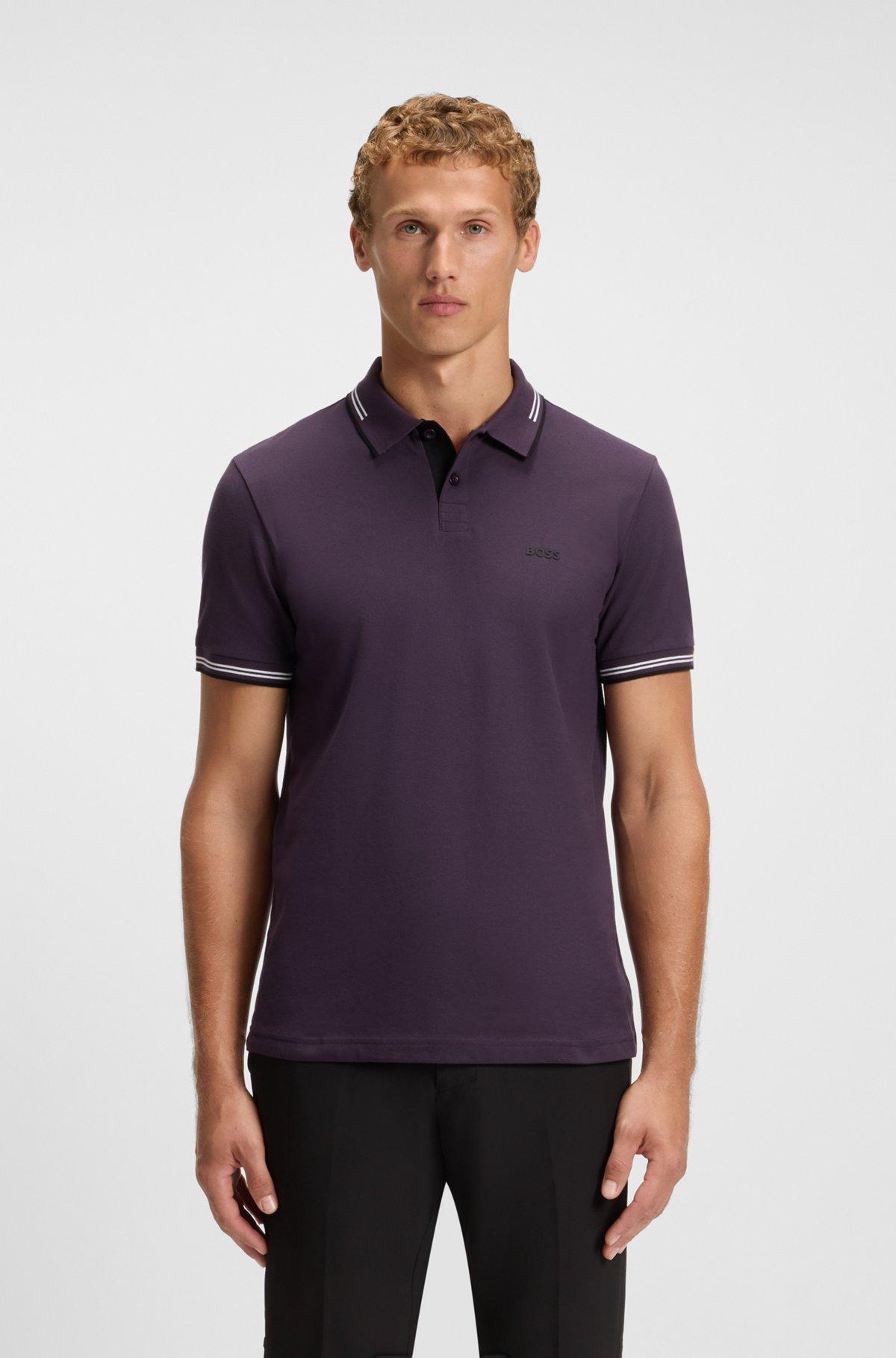 Cotton polo shirt with herringbone structure Product Image