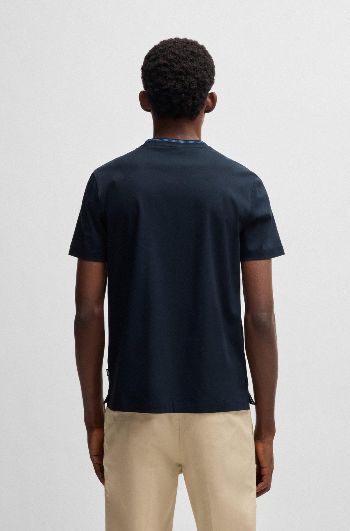 Mercerized-cotton slim-fit T-shirt with collar stripe Product Image