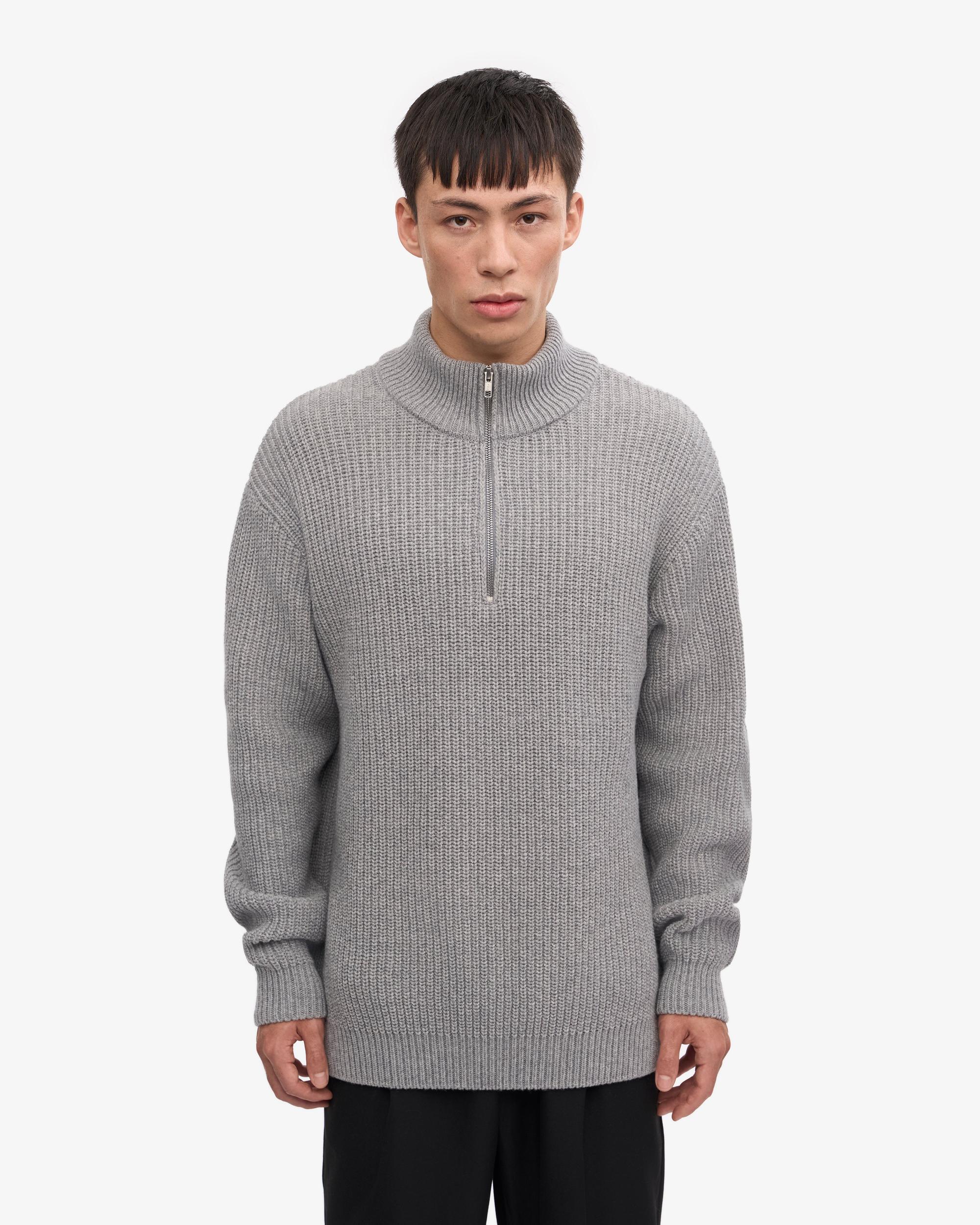 Merino Quarter Zip - Heather Grey Product Image