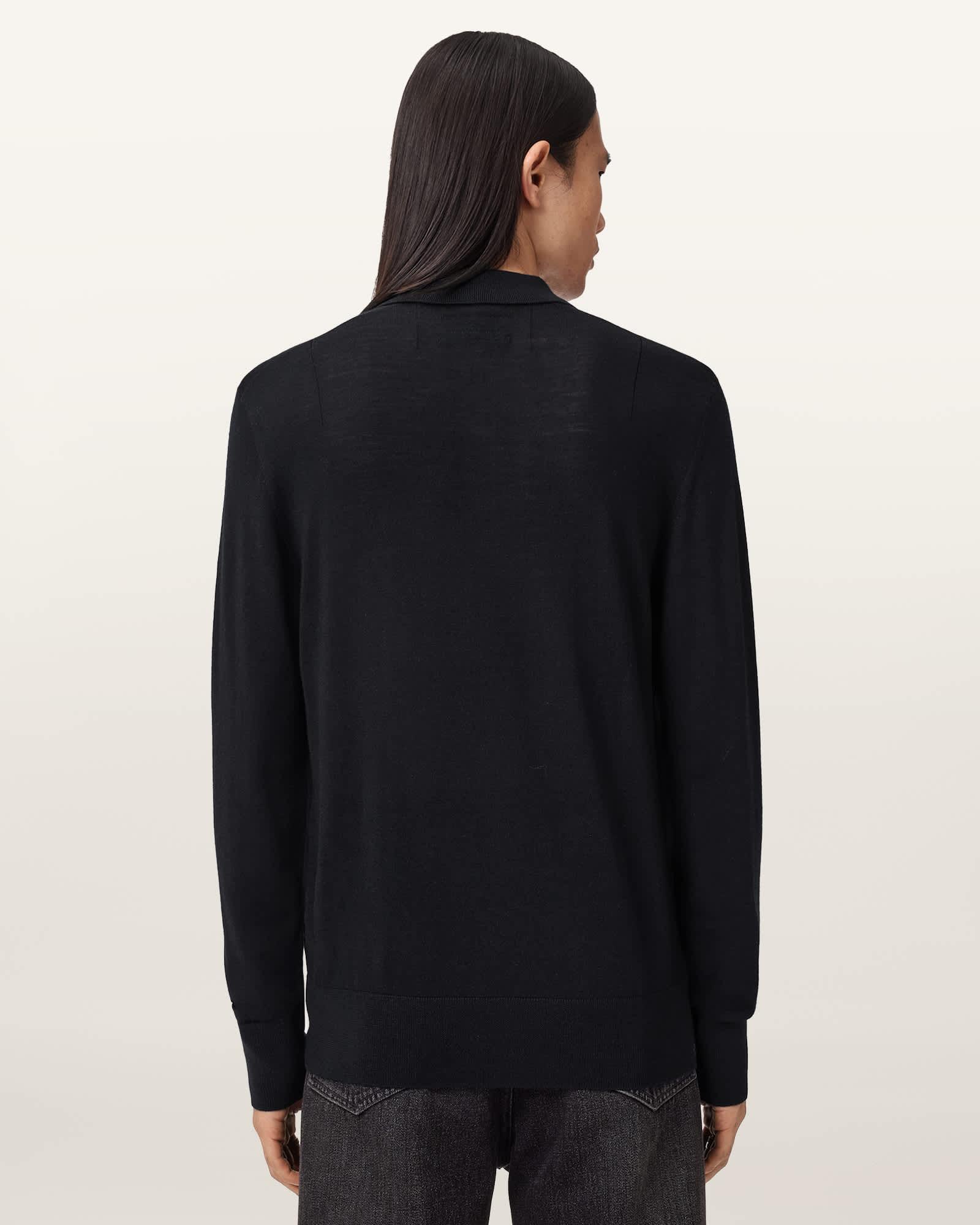 Lover Merino Long Sleeve Polo INK NAVY BLUE | ALLSAINTS US Product Image