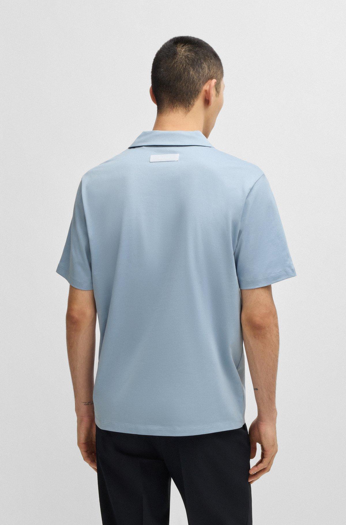 Mercerized slim-fit polo shirt with Johnny collar Product Image