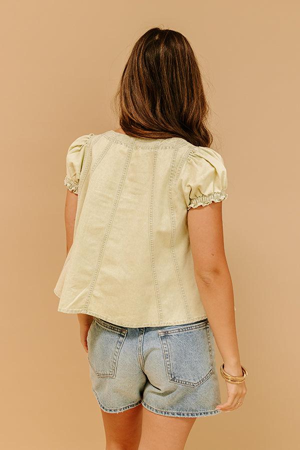 Metropolitan Muse Chambray Top in Sage Product Image