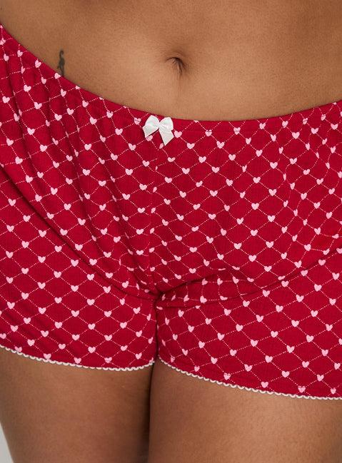 Slow Start Pointelle Sleep Short Red Curve Product Image