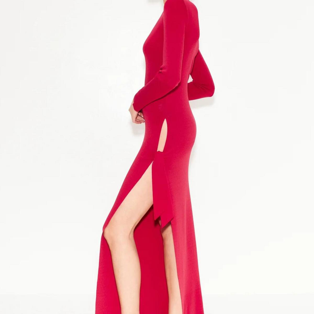 Junjo Long Sleeve Knit Dress in Red Product Image