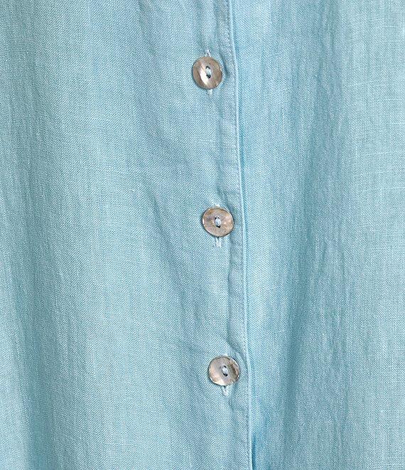 Bryn Walker Emmaline Light Linen Collar Neck Short Sleeve Button Front Midi Dress Product Image