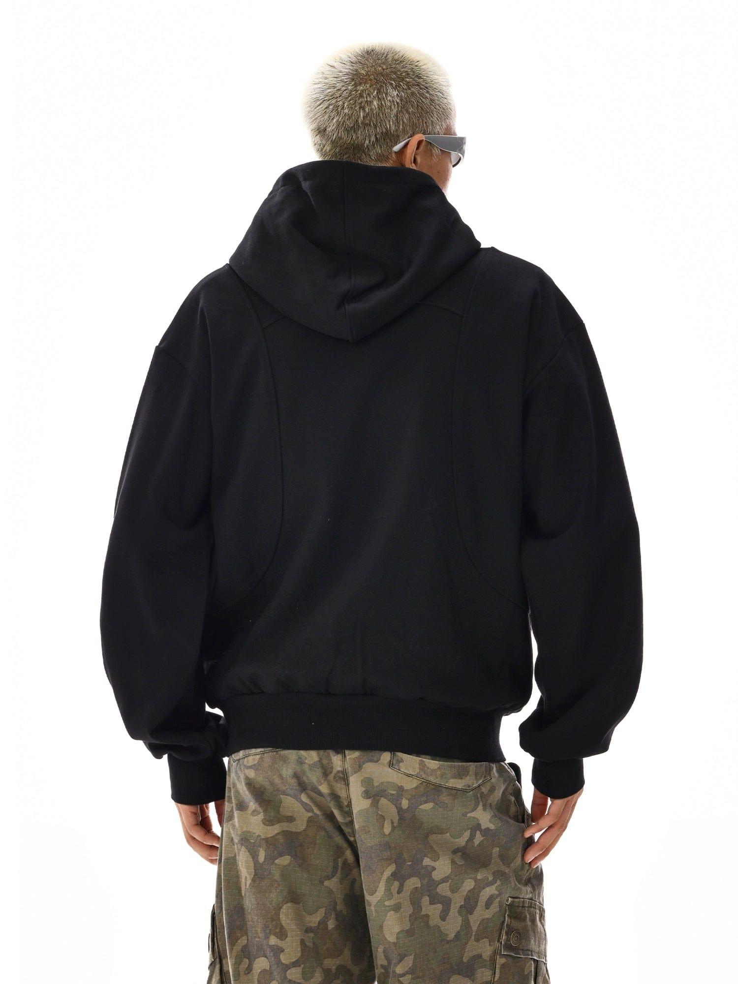 RT No. 12118 BLACK RECONSTRUCTED PULLOVER HOODIE Product Image