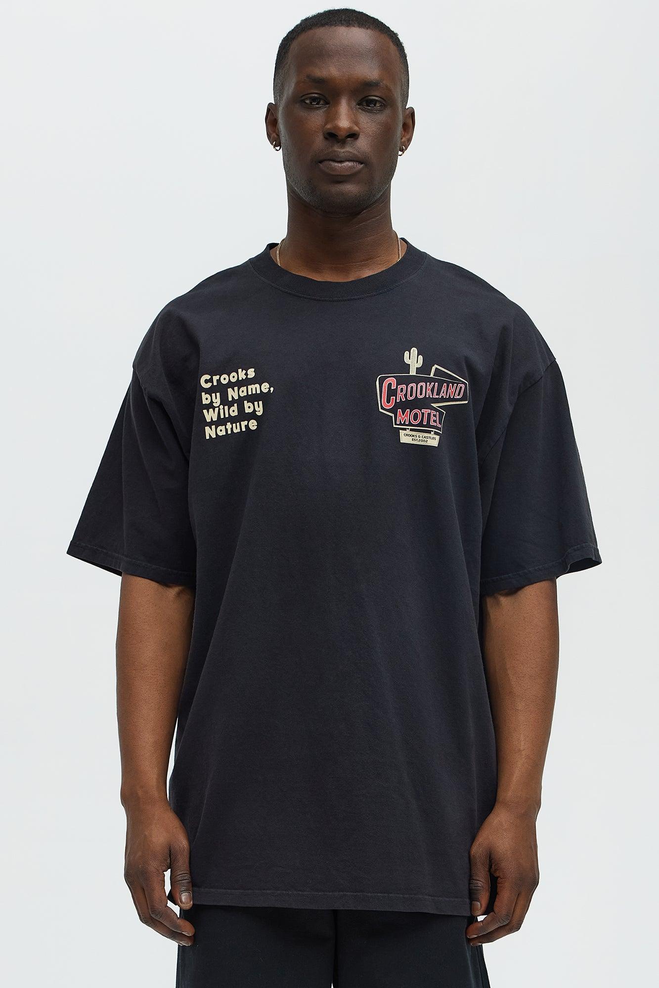 Crookland Oversized Motel Short Sleeve Tee - Black Male Product Image
