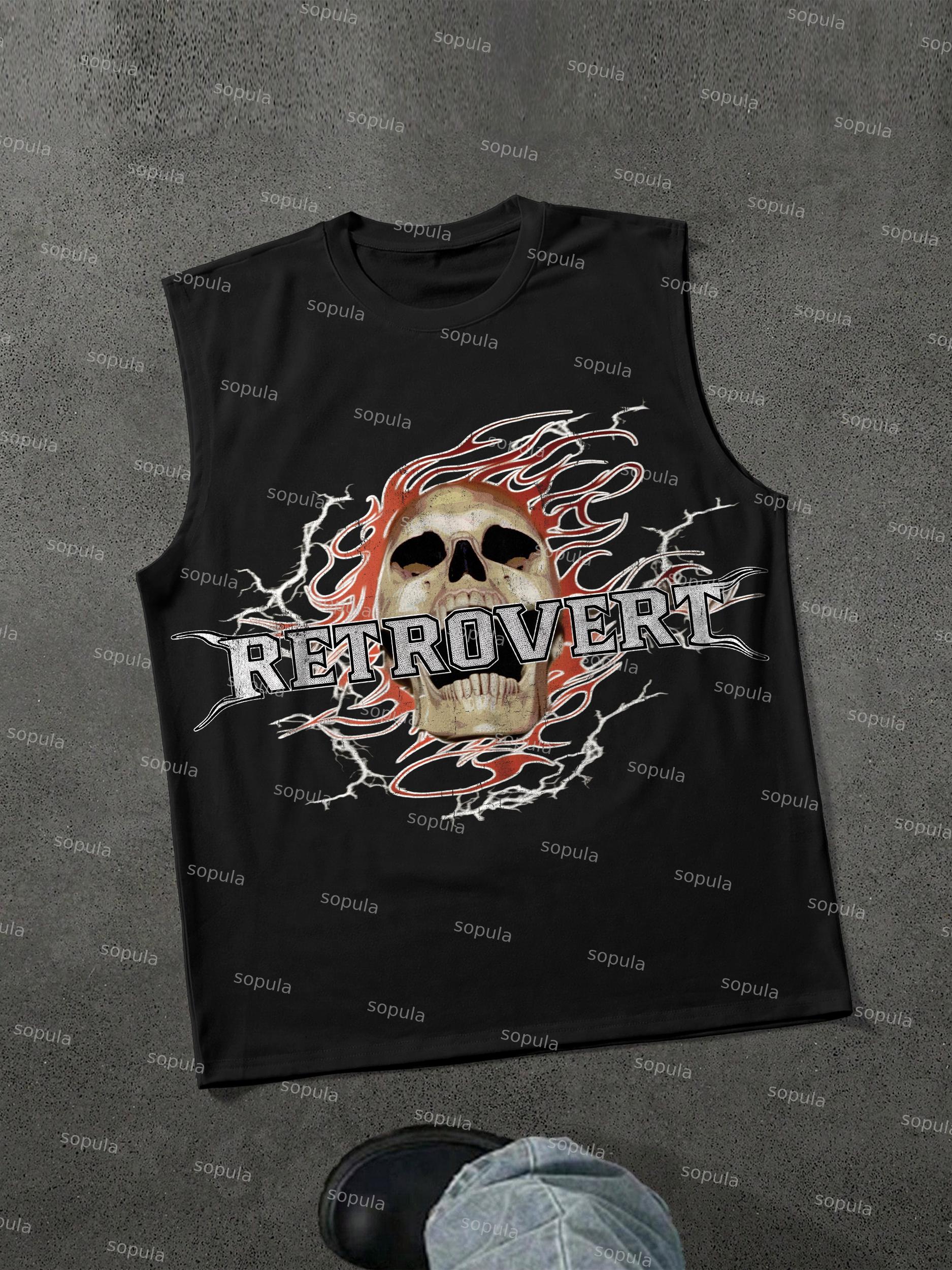 Red Skull Lightning Flame Graphic Tank Top Product Image