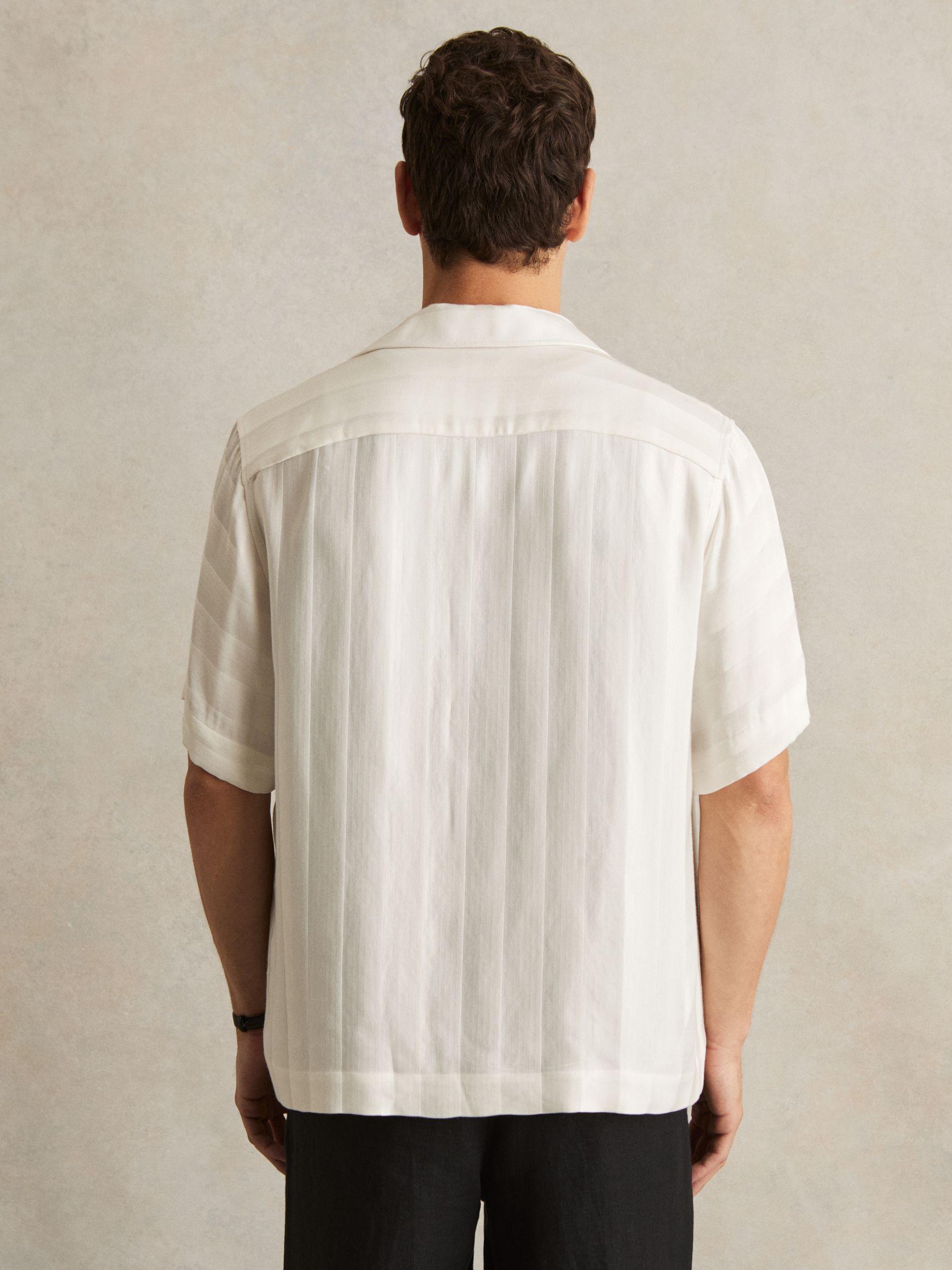 Jacquard Stripe Cuban Collar Shirt in White Product Image