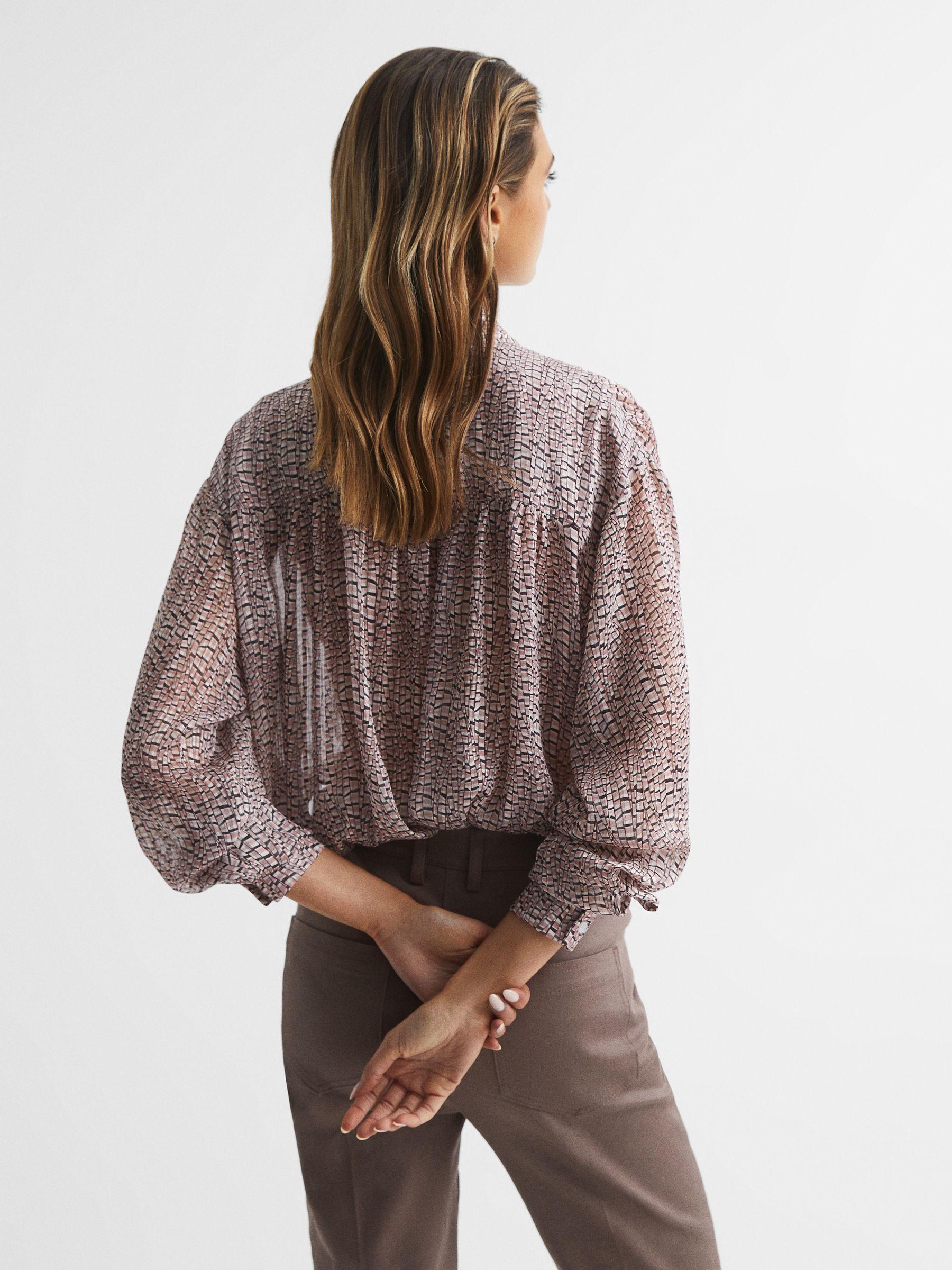 Metallic Long Sleeve Blouse in Pink Product Image