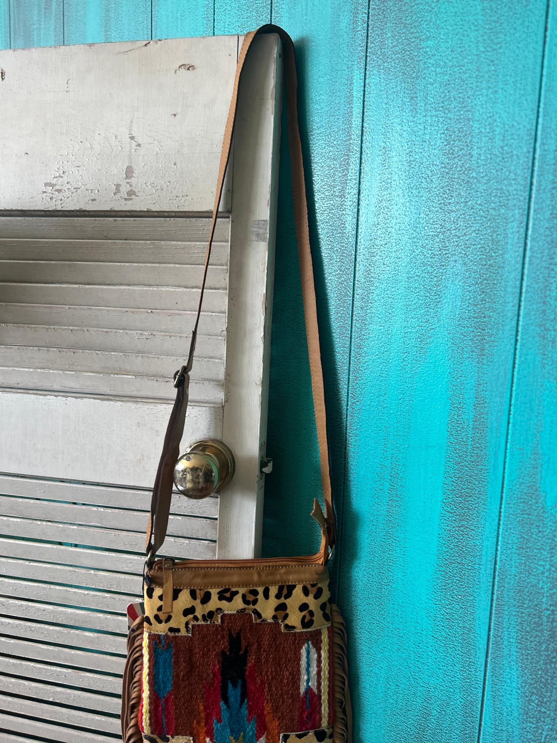 Leopard & Saddle Blanket Fringe Crossbody* Product Image