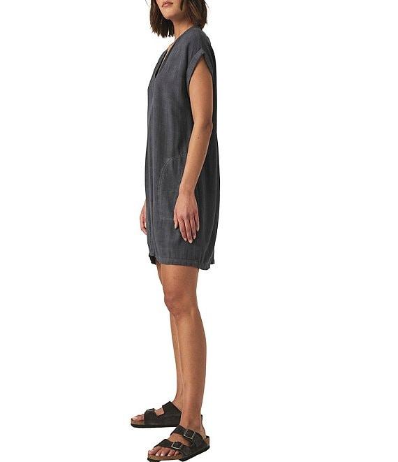 Splendid Lana Woven V-Neck Short Sleeve Mini Shift Dress Product Image