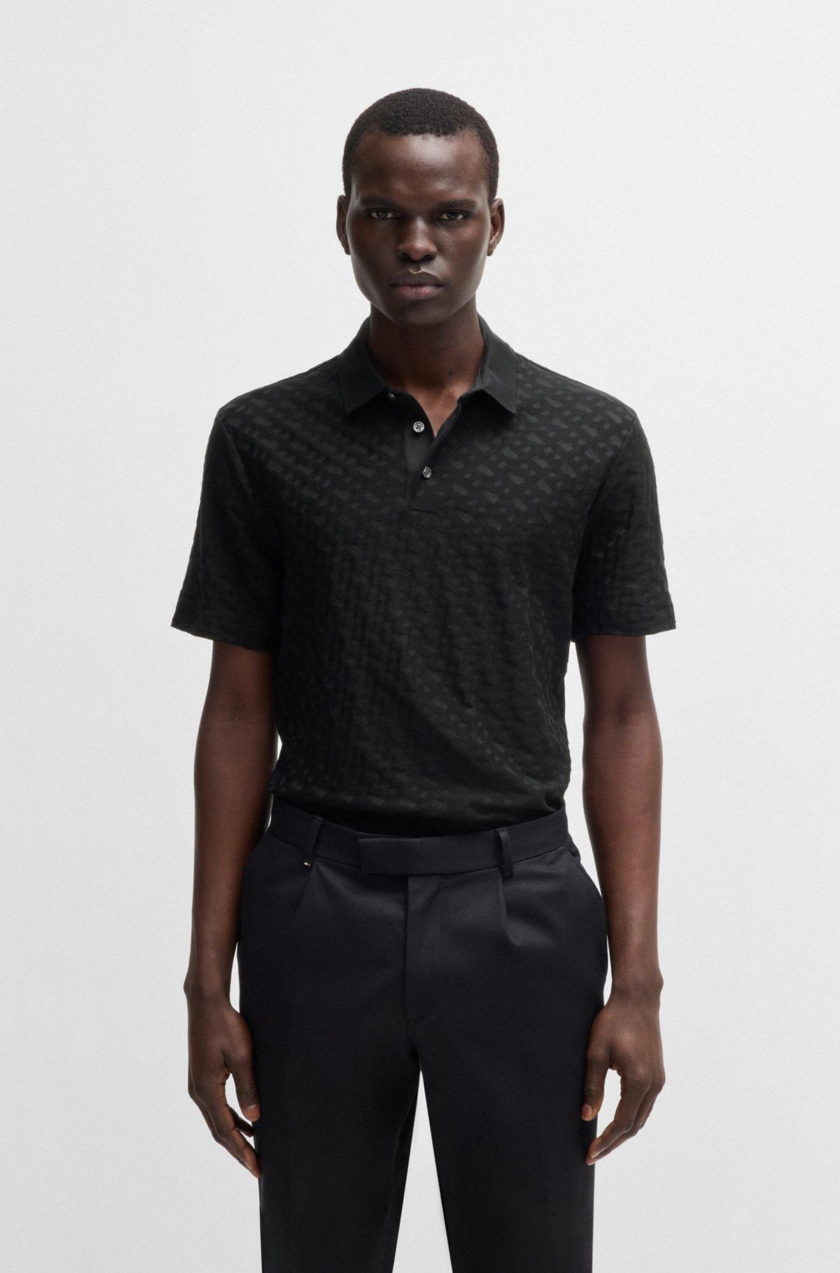 Stretch-cotton slim-fit polo shirt with printed logo Product Image