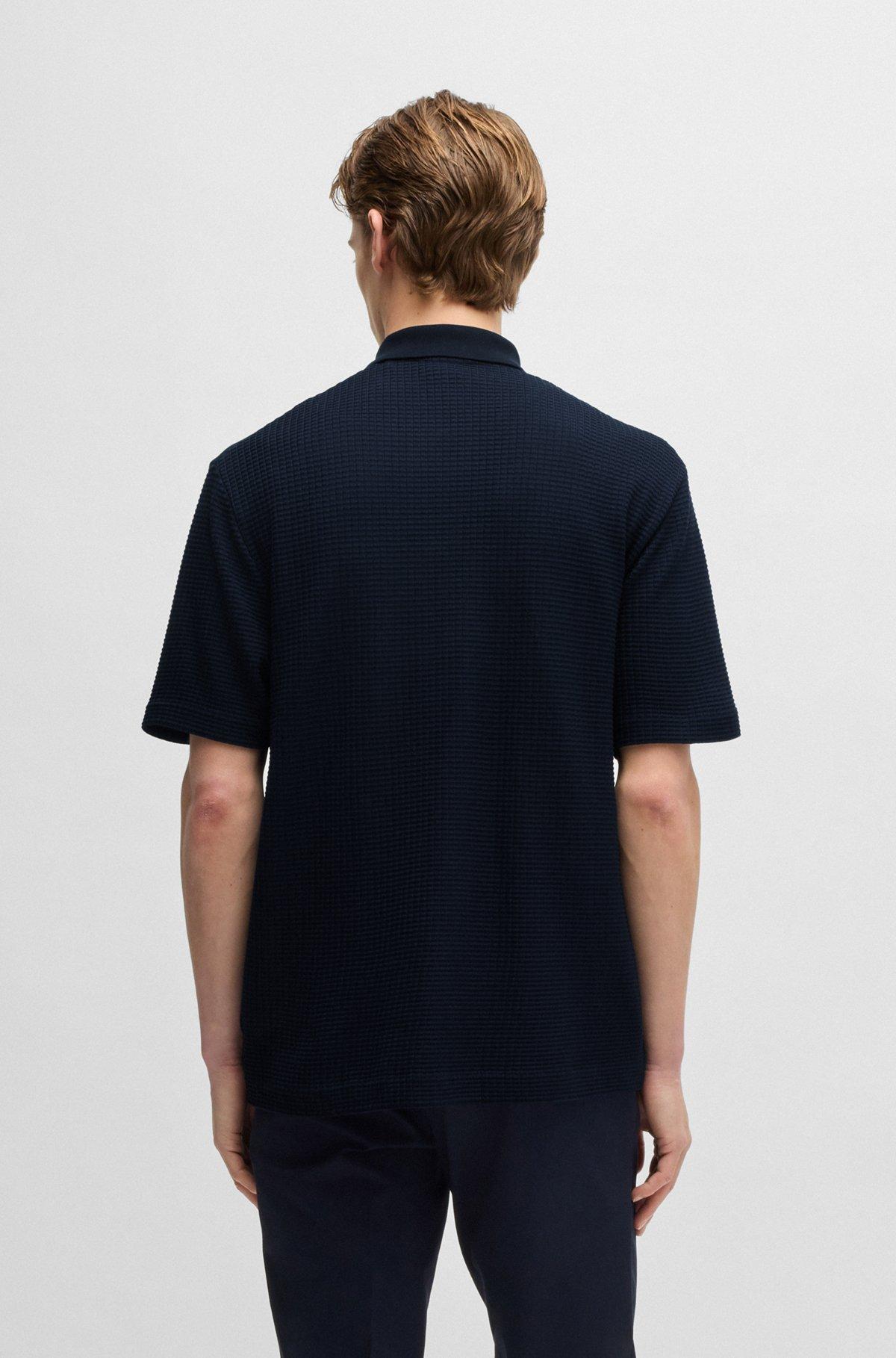 BOSS - Regular-fit shirt in waffle cotton - Dark Blue Product Image