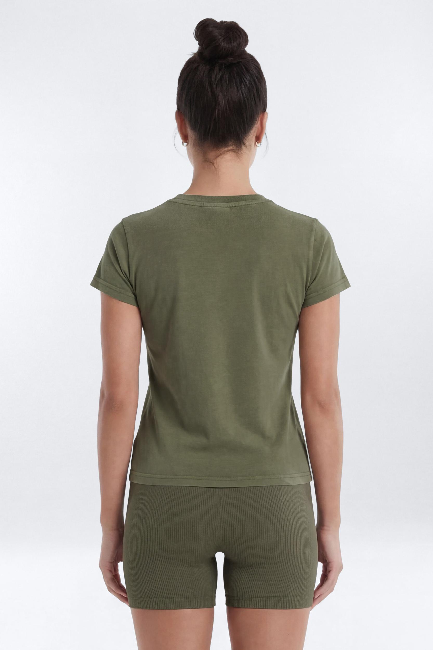 Cotton Jersey Short Sleeve T Shirt - Moss Female Product Image