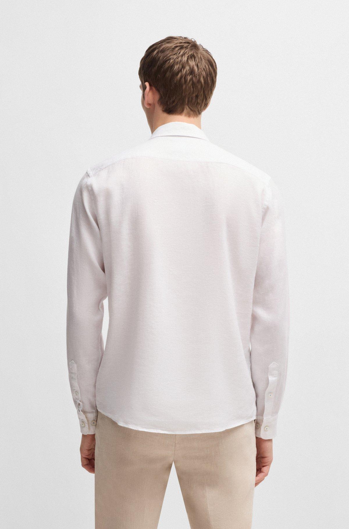 BOSS - Slim-fit shirt in stretch linen - White Product Image