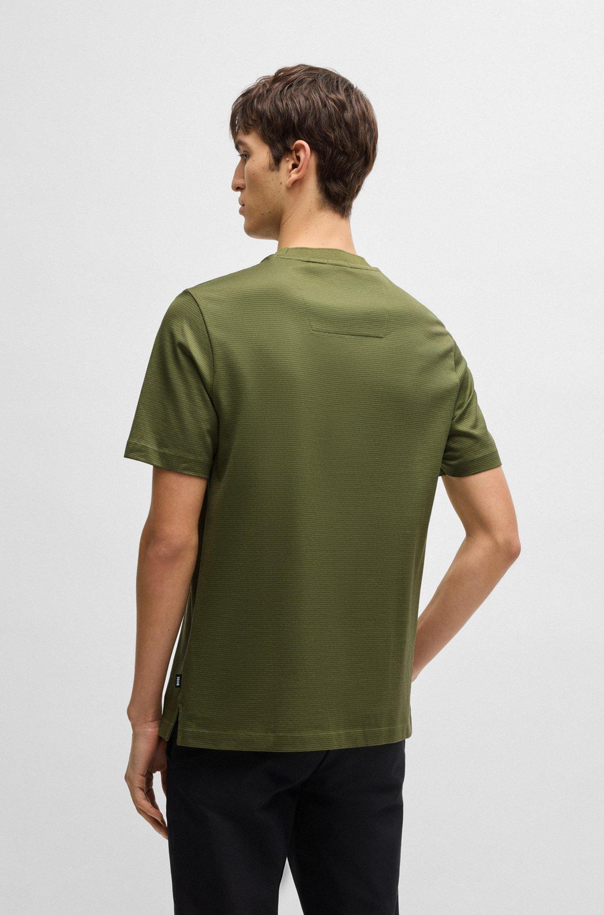BOSS - Mercerized-cotton T-shirt with micro pattern - Green Product Image
