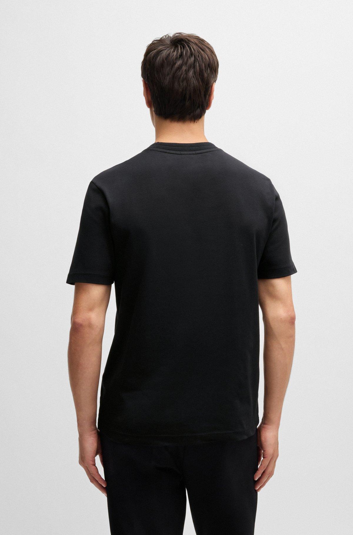 BOSS - Thermo-regulating T-shirt in cotton with Double B monogram - Black Product Image