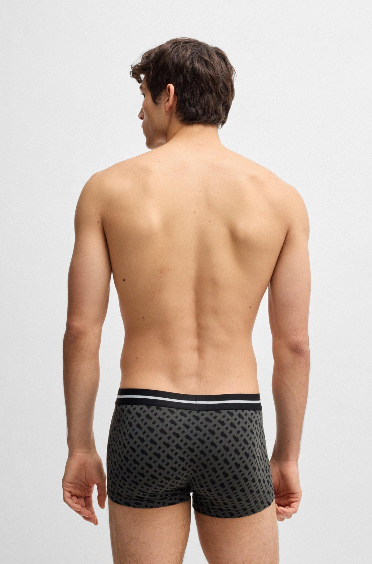 Three-pack of stretch-cotton plain and monogrammed trunks  Product Image
