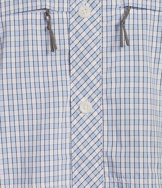 Roundtree & Yorke Performance The Charter Long Sleeve Vented Small Plaid Sport Shirt Product Image