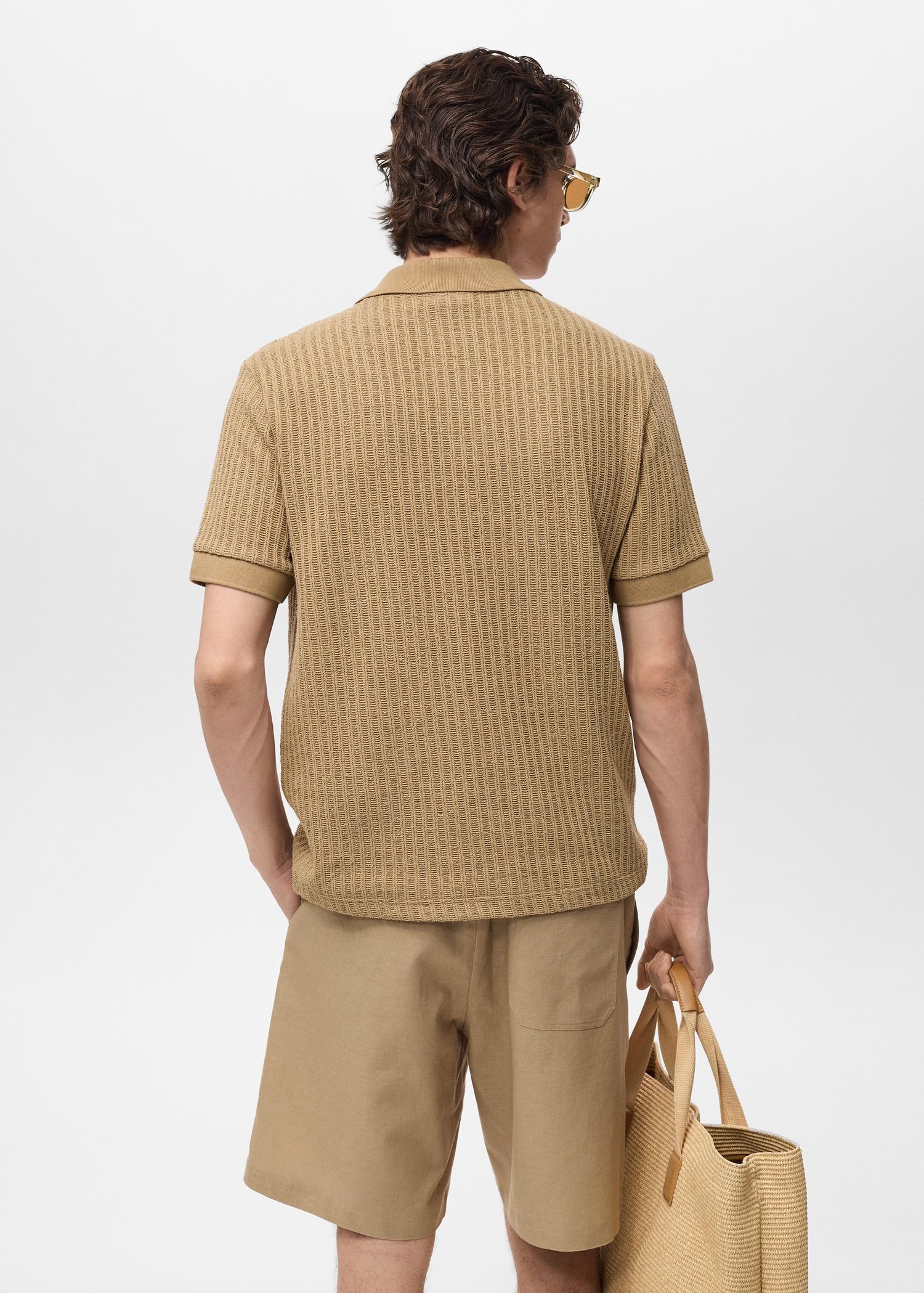 Thick rib-knit polo shirt - Men | MANGO USA Product Image