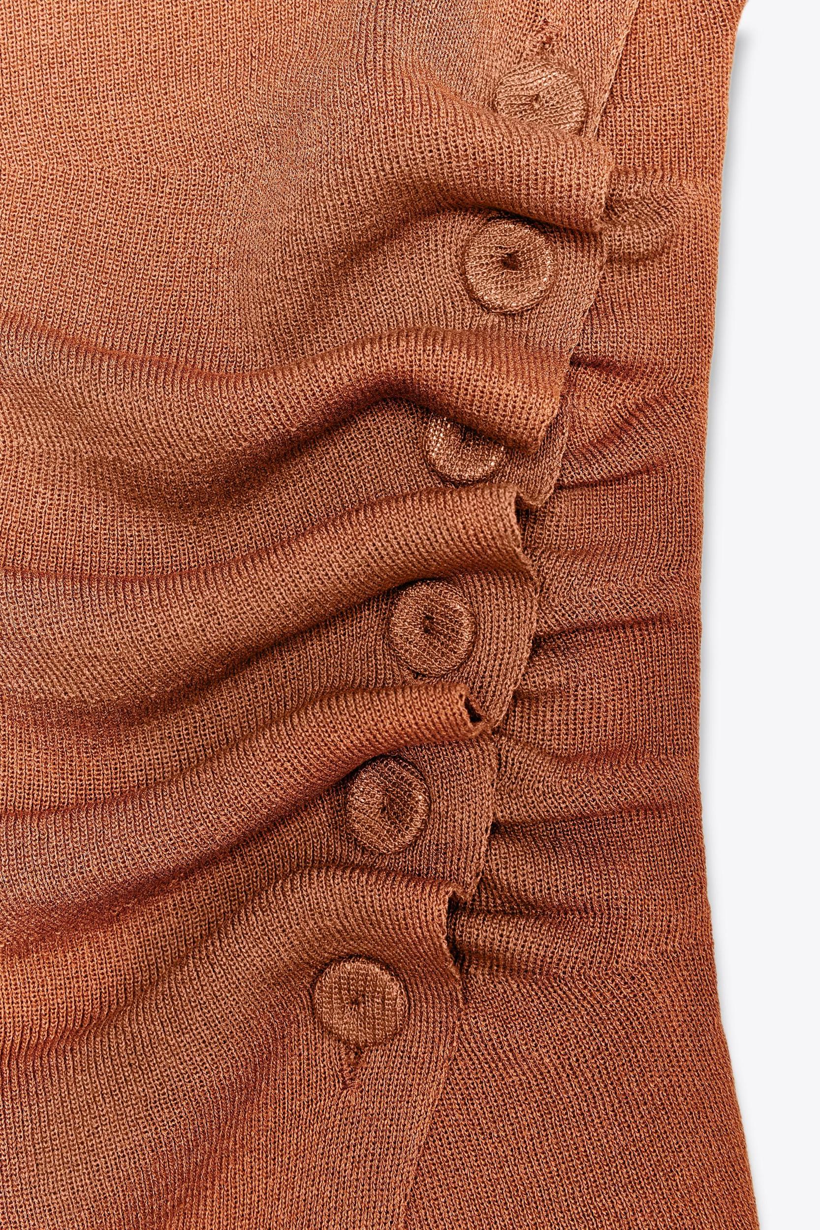 OFF-THE-SHOULDER RUCHED KNIT TOP Product Image