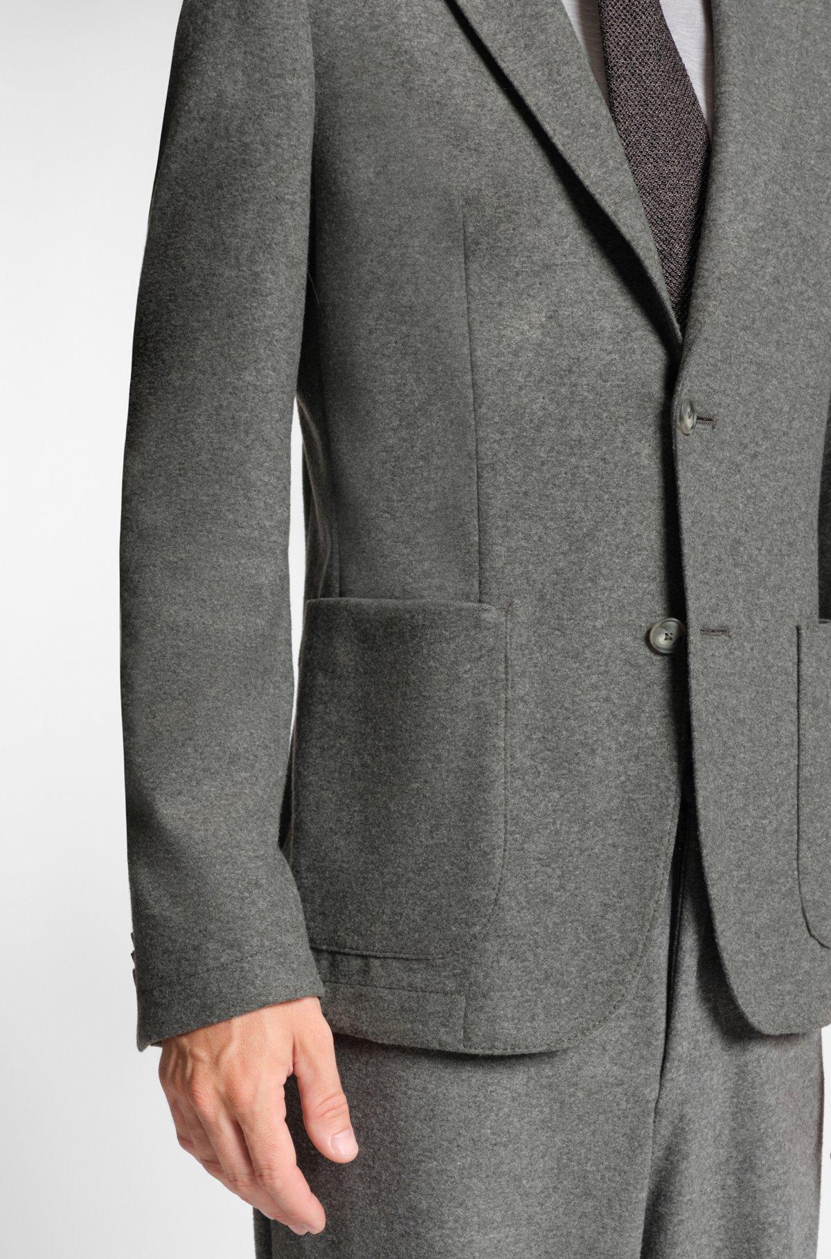Brushed slim-fit jacket in stretch flannel Product Image