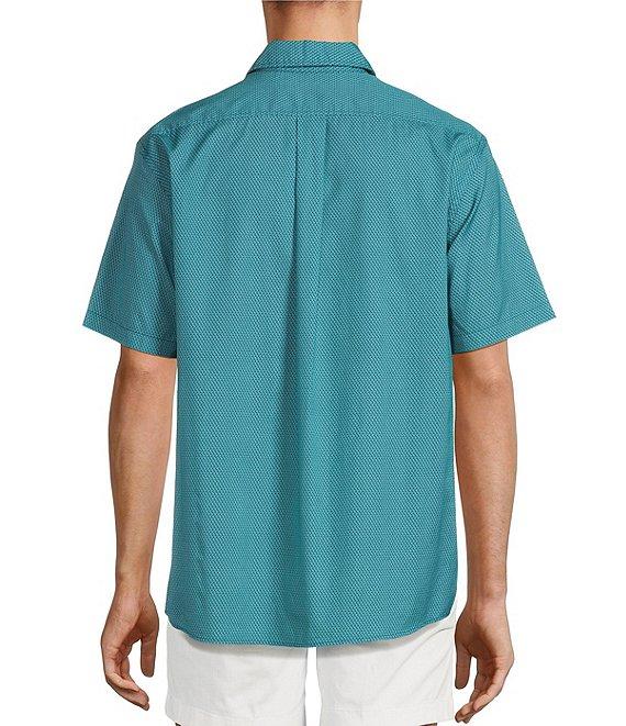 Roundtree & Yorke Short Sleeve Wave Print Poplin Sport Shirt Product Image