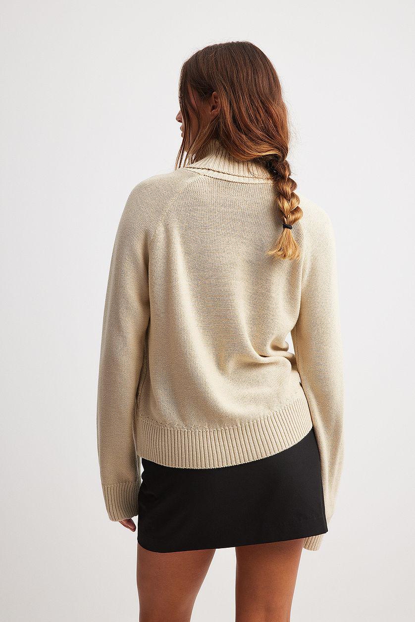 Turtle Neck Knitted Cable Sweater Product Image