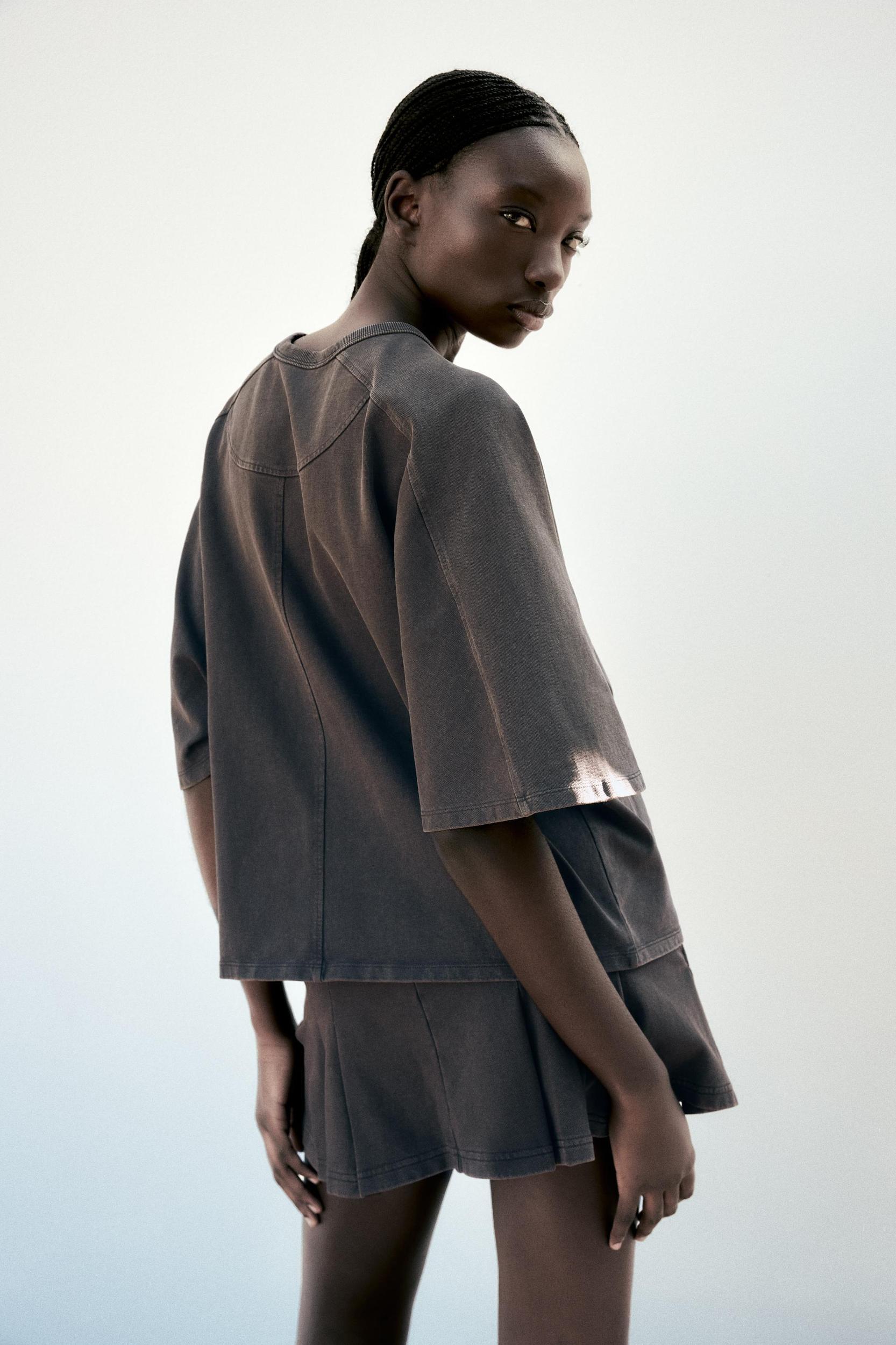 WASHED HEAVY COTTON MINI SKIRT Product Image