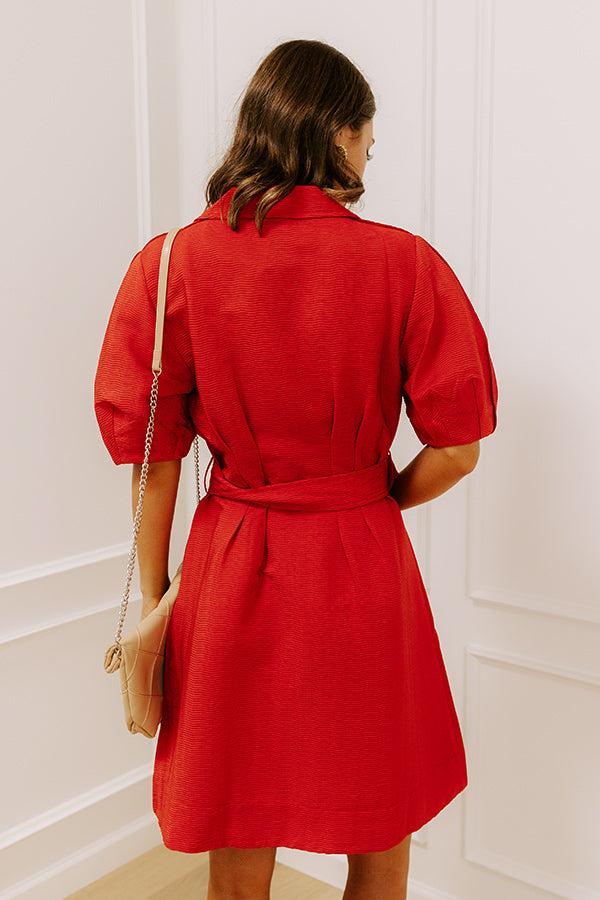 Happy Hour Chic Button Down Mini Dress in Dark Rust Product Image