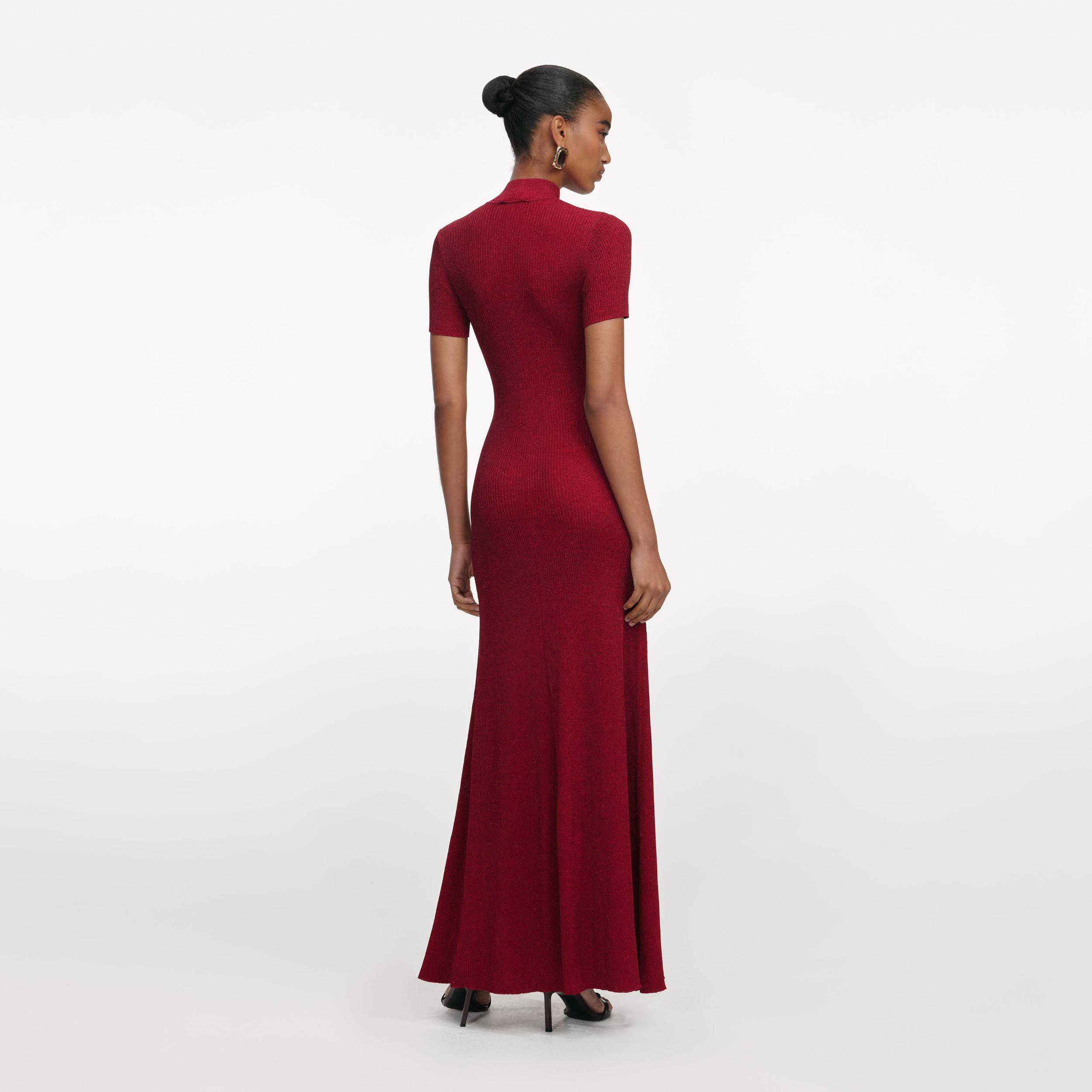 Red Lurex Knit Maxi Dress Product Image
