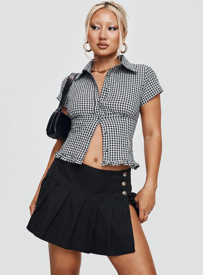 Anubis Pleat Mini Skirt Black Product Image