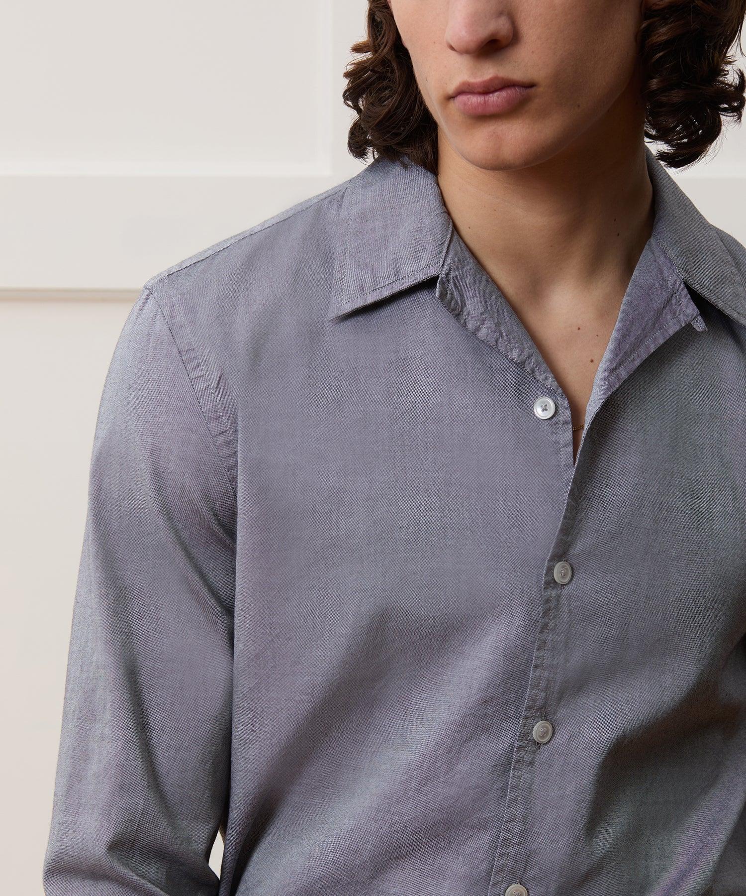 Cropped Cotton Oxford Camp Collar Shirt Product Image